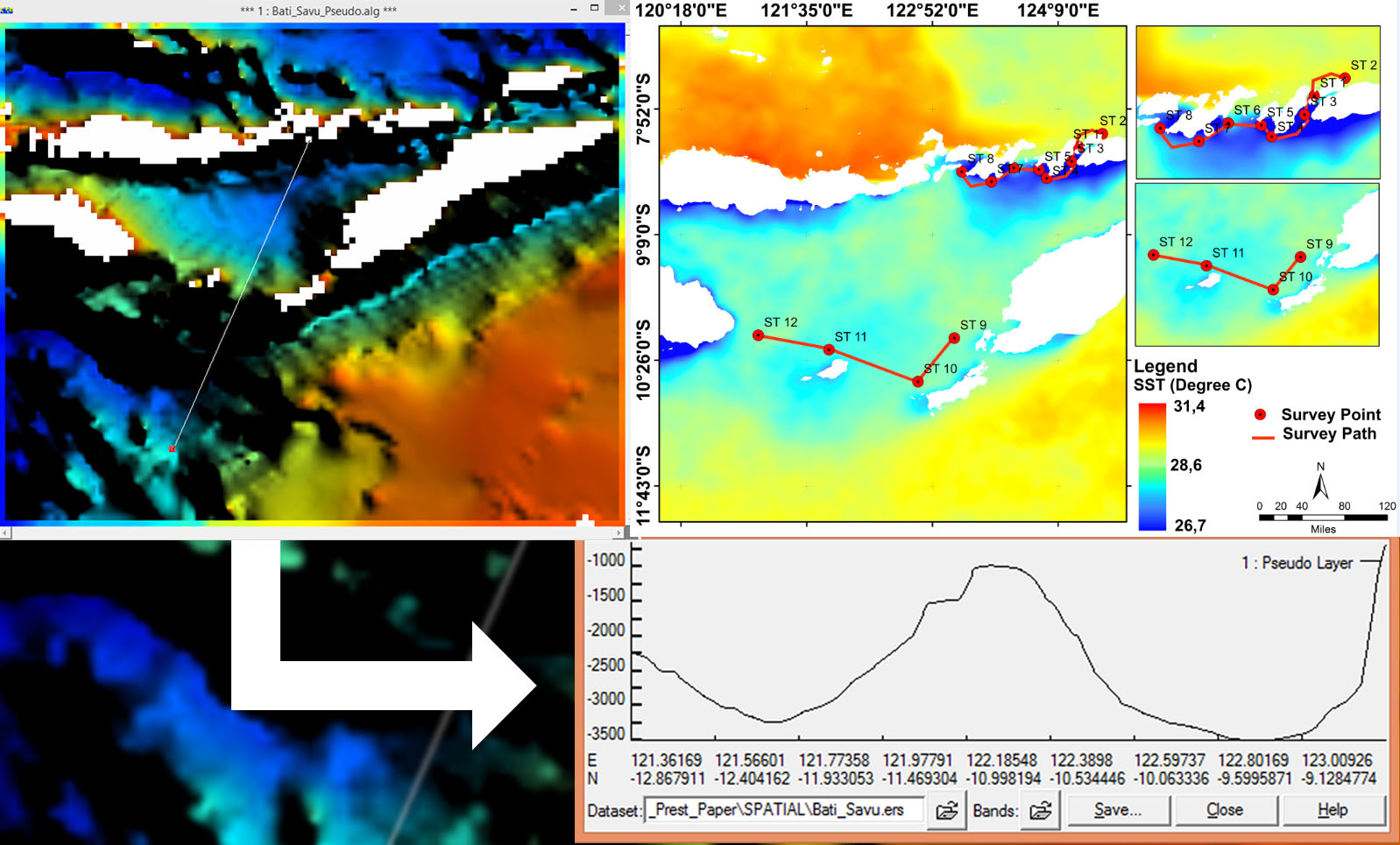 Gambar analisis data satelit MODIS - Aqua. Sumber gambar: Pribadi.