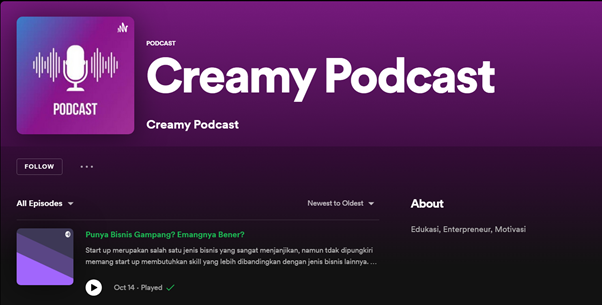 Creamy Podcast by Creative Economy BEM FPIK Undip 2022