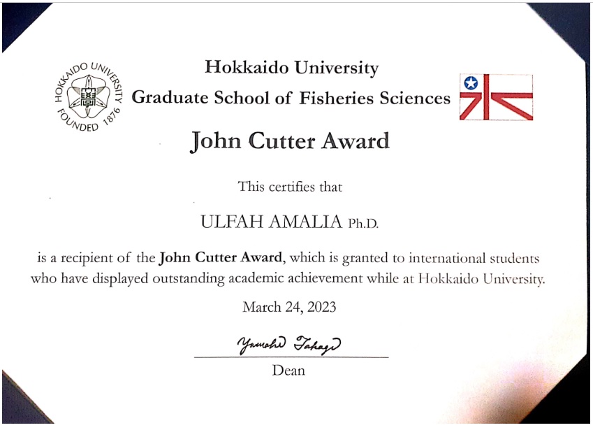 Bravo! FPIK Undip Lecturer Wins the Best Graduate Award at the 2023 John Cutter Award